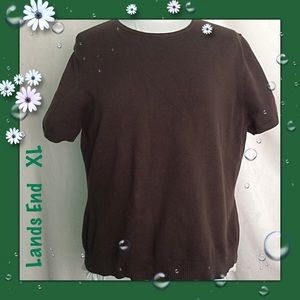 Lands End Chocolate Brown  Shirt Sleeve Top XL